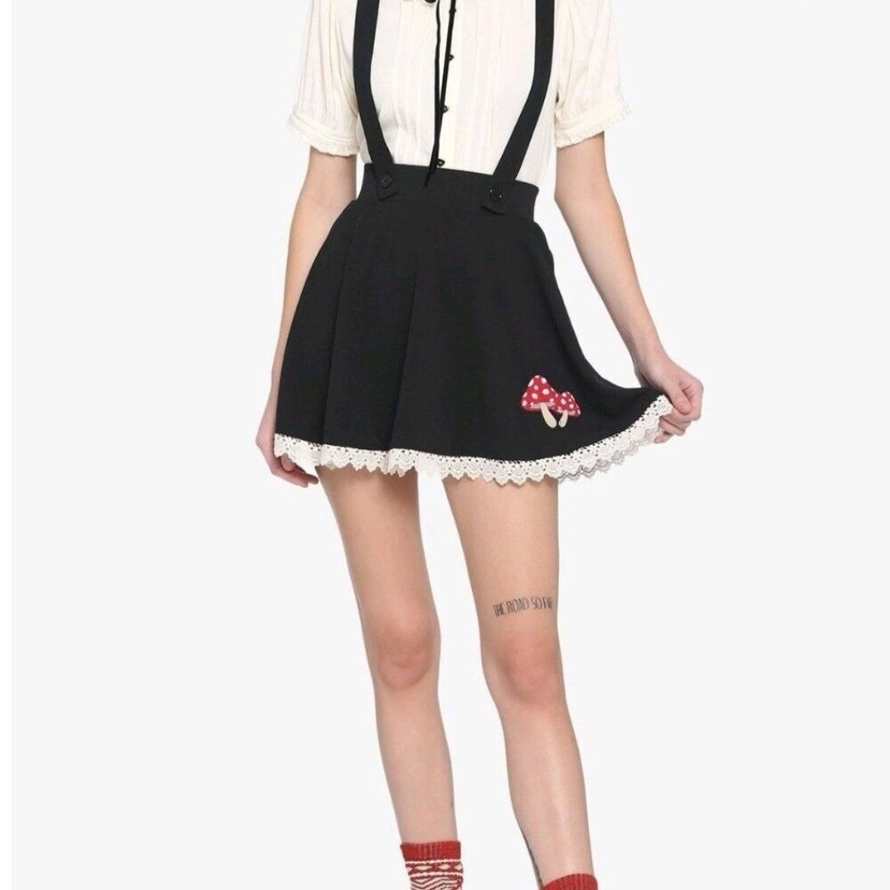 Hot Topic Midnight Hour Mushroom Full Mini Skater Skirt w/Pockets Women's XS Emo